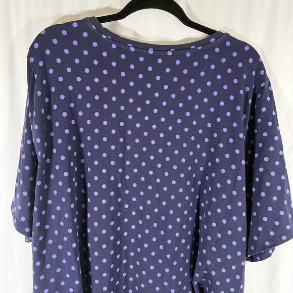 Isaac Mizrahi Live Shirt Women's 4X Blue Polka Dot Short Sleeve Stretchy - Picture 8 of 9